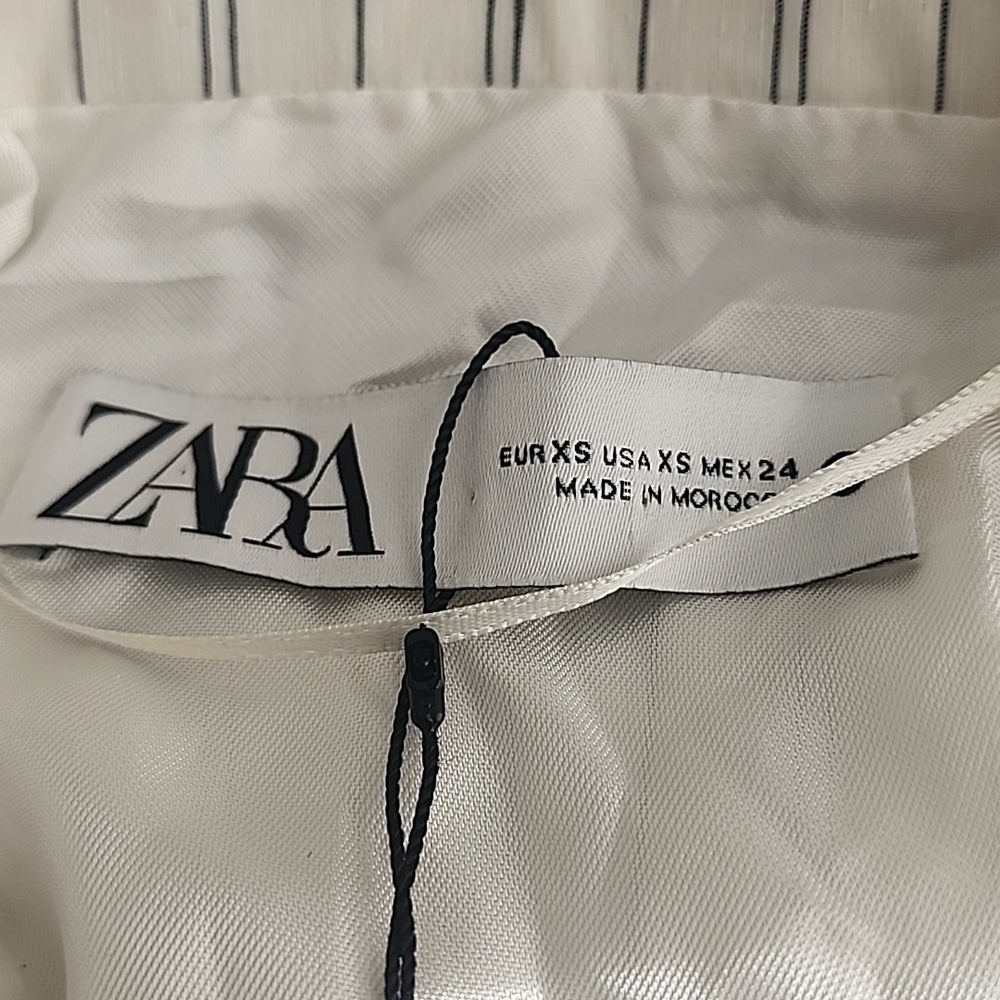 ZARA Womens Long Sleeves Linen Blend Short Cropped Blazer Jacket Size XS - Picture 14 of 15